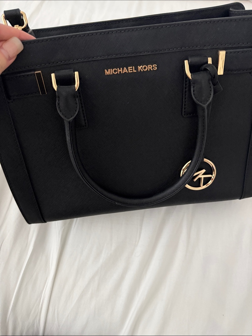 Michael Kors Black Saffiano Satchel with Gold Hardware - Picture 3 of 12